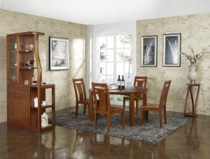Buy cheap Nanmu solid wood Dining room furniture 1.35m flexible Round table and Chairs Tall wine cabinet with buffet product