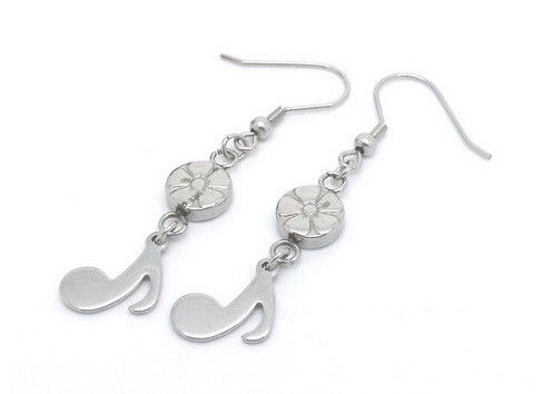 Buy cheap Unique Beautiful Stainless Steel Earrings With Flower And Music Note Charms product