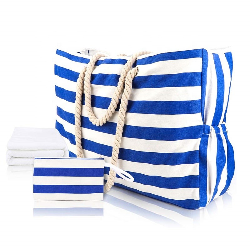 Buy cheap Striped Cute Fabric Canvas Tote Beach Bag Waterproof For Girls Ladies product