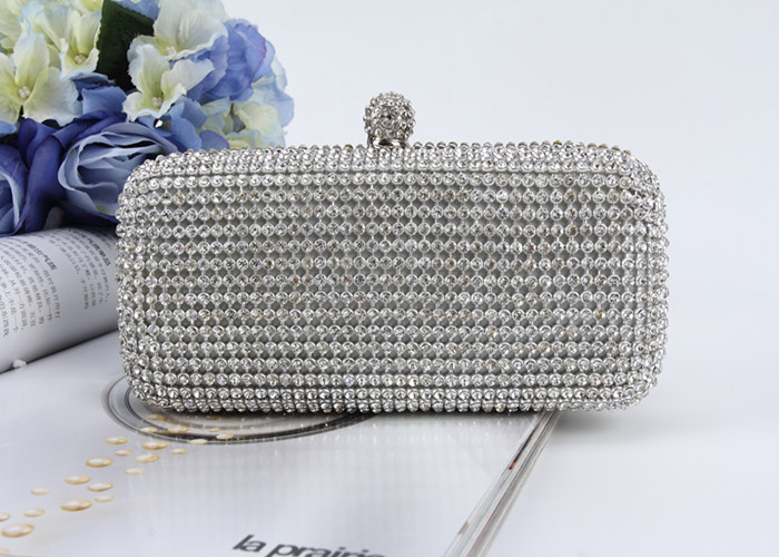 Buy cheap Gorgeous Acrylic Diamond Silver Mesh Evening Bags For Dinner Party product