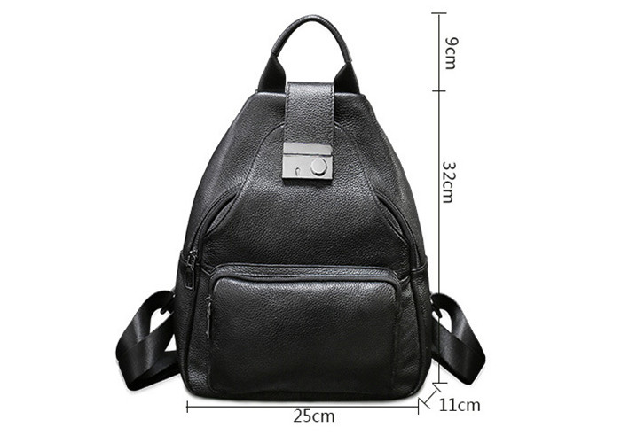 Buy cheap Casual Vintage Large Womens Backpack Bags , Lady Solid School Black Leather Rucksack product