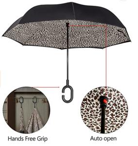 Buy cheap Custom Fiberglass Frame Double Layer Reverse Inverted Umbrella With C Shape Handle product