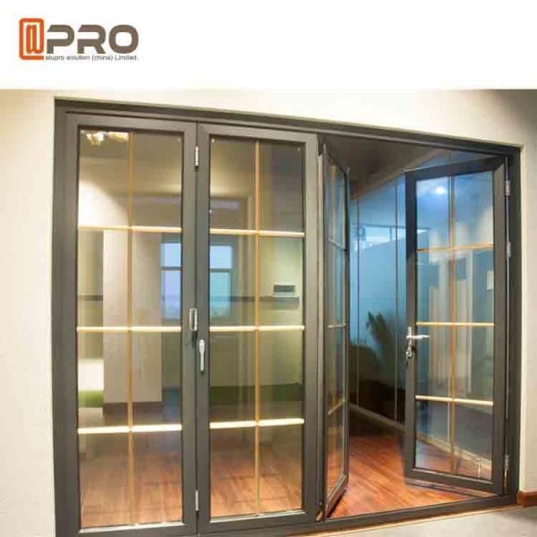 Quality Horizontal Aluminum Folding Doors For Kitchen With Double Tempered Glass folding doors with mosquito net for sale
