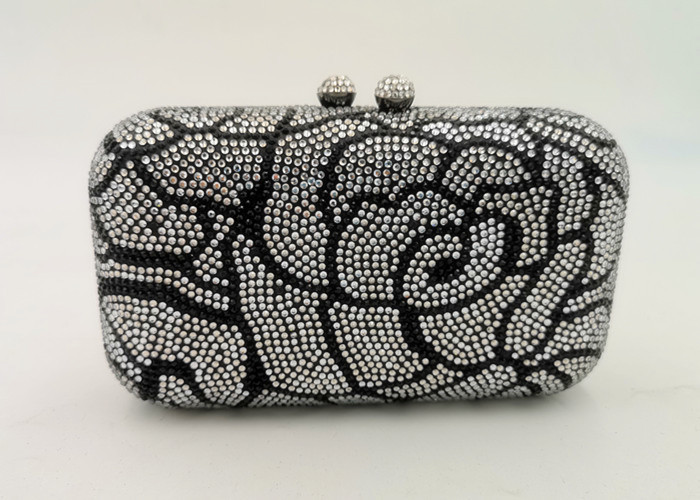 Buy cheap Flower Pattern Small Rhinestone Evening Bags Hard Case With Hot Fix Crystal product