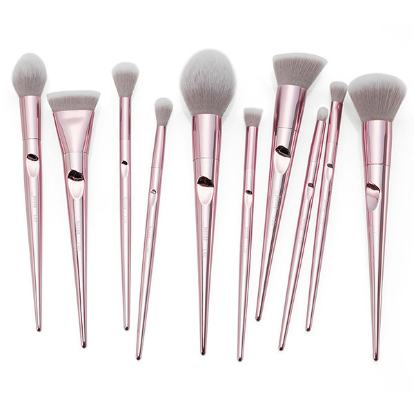 Buy cheap 10Pcs Metallic Pink Luxury Makeup Brush Set Basic Synthetic Hair T260 product
