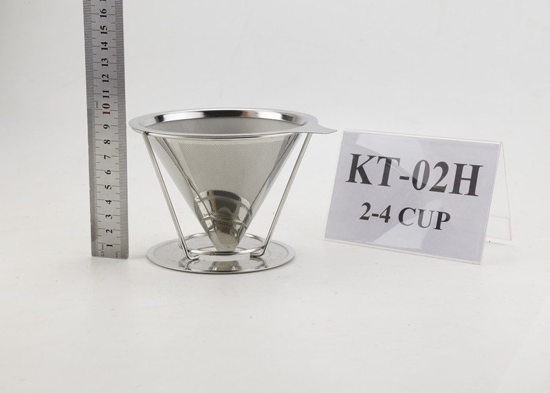 Buy cheap Gold Cup Maker Stainless Steel Coffee Filter Cone 4 Cup For Carafes With Stand Holder product