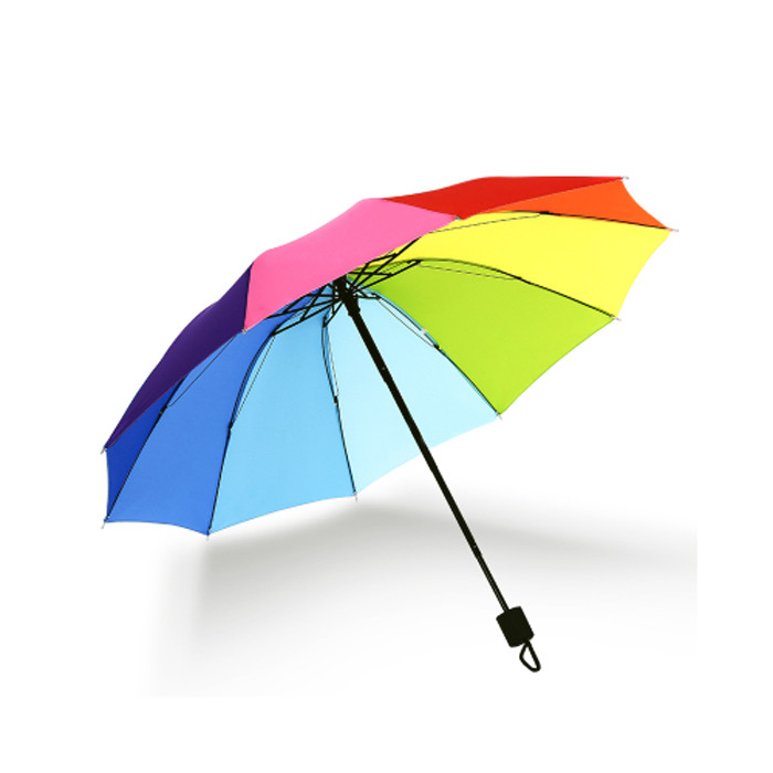 Buy cheap Customized Polyester 190T 3 Folding Rainbow Color Umbrella BSCI product