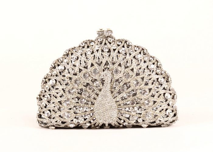 Buy cheap Sparkling Animal Women Stone Clutch Bag Hollow Out Peakcock Shaped product