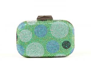 Buy cheap Hot Fix Green Rhinestone Evening Bags With Decorative Multicolor Dots product