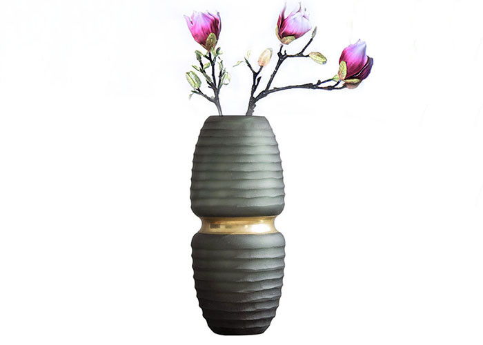 Buy cheap Gradient Gray Decorative Glass Vases Polished Surface Handling product