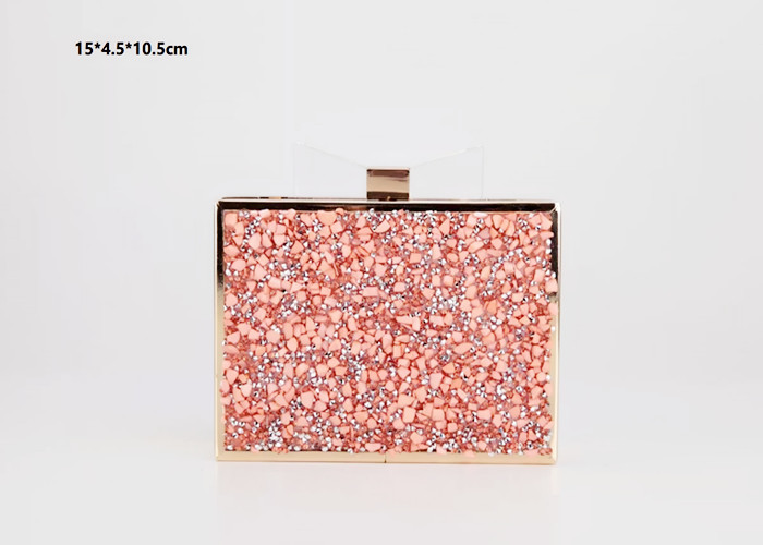Buy cheap Luxury high quality pink color crystal clutch purse ladies bag evening handbag from wholesalers