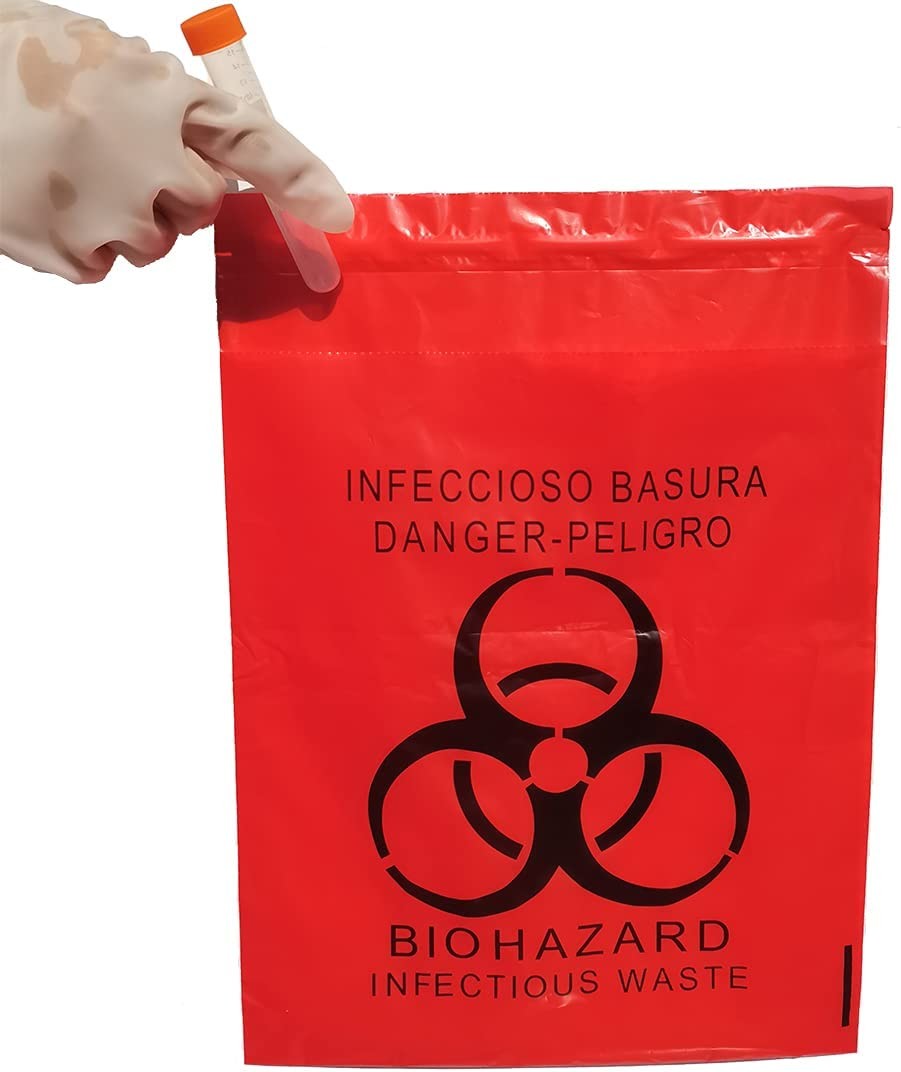 Buy cheap LDPE Stick-On Biohazard Infectious Red Waste Bags 100pcs Per Pack from wholesalers