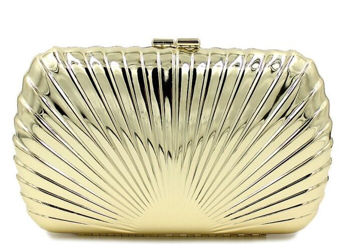 Buy cheap Gold Color Ladies Bridal Metallic Clutch Bag Shell Shaped For Evening Parties product