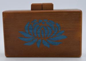 Buy cheap Brown Flower Printing Color Sparkly Clutch Bag , Vintage Style Wooden Box Clutch product