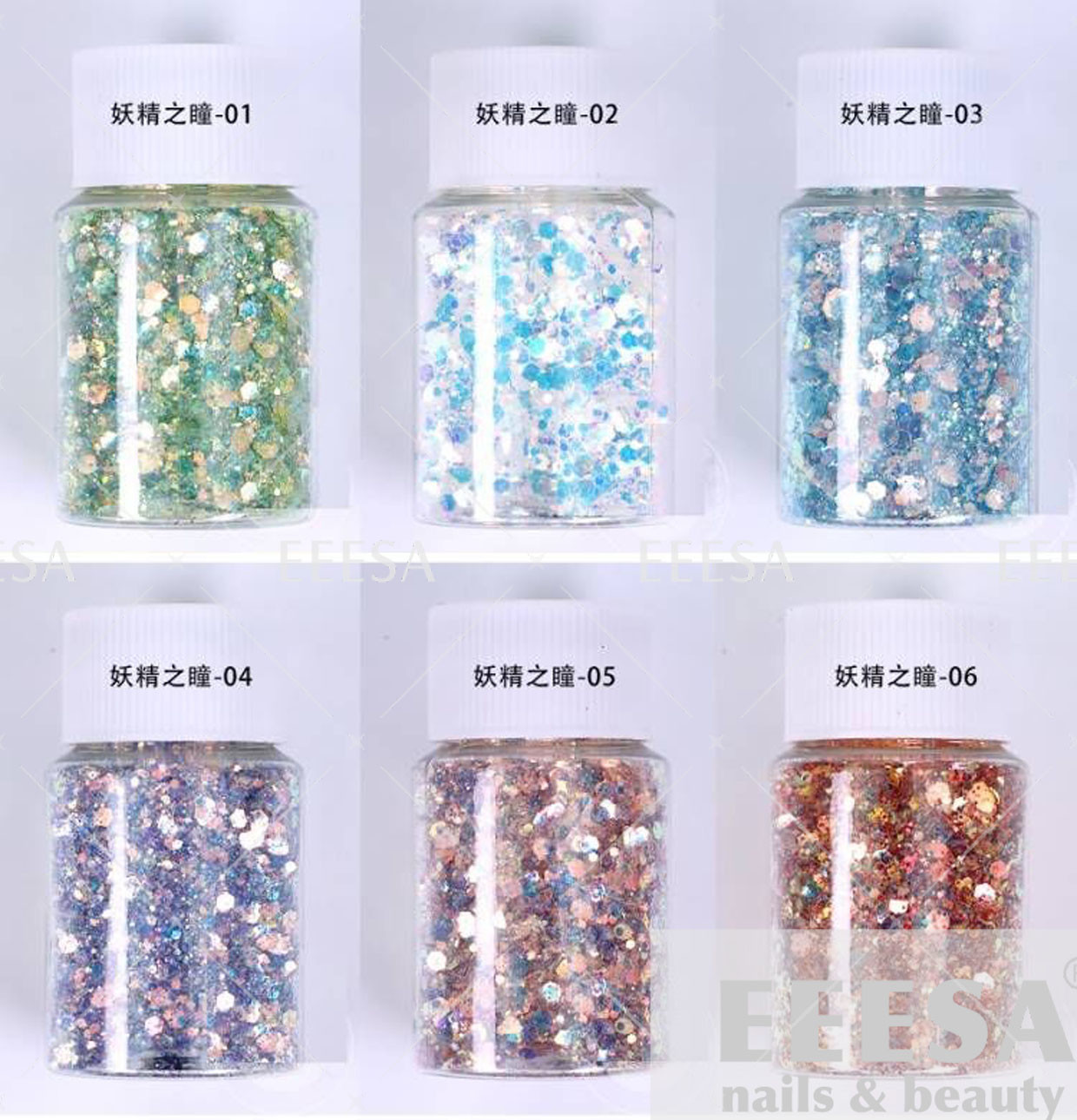 Buy cheap Holographic Silver Blue For Nails 12 Colors Nail Art Sequins Bottle Mix Glitters product