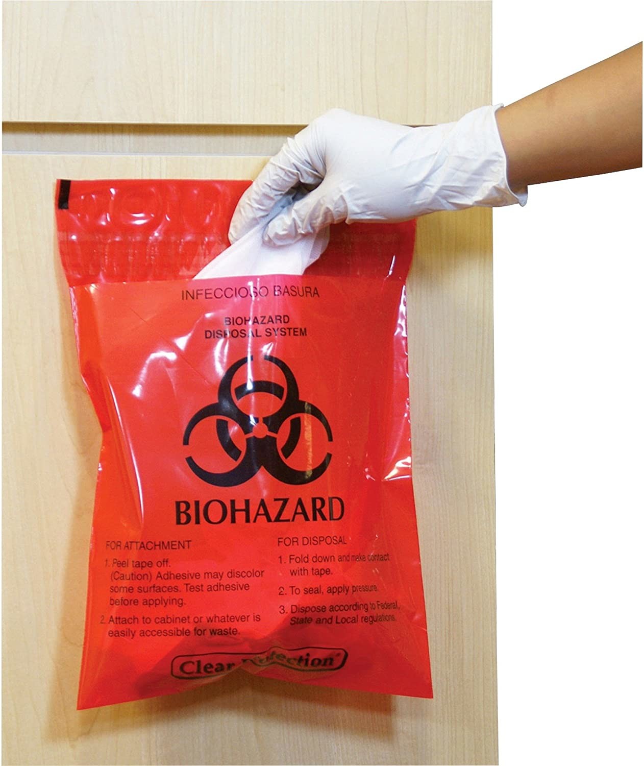Buy cheap LDPE Red Biohazard Infectious Waste Bags With Double Adhesive Tapes product