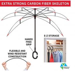 Buy cheap Custom Fiberglass Frame Double Layer Reverse Inverted Umbrella With C Shape Handle Custom Pattern Double Layer product
