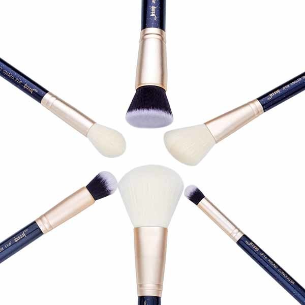 Buy cheap 6pcs Prussian Blue / Golden Sands Face Makeup Brush Set Angled Blush Finish T488 product