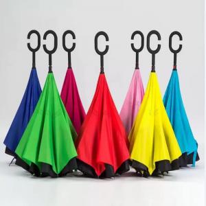 Buy cheap Custom Pattern Double Layer Inside Out C Shape Handle Inverted Reverse Umbrella with Logo Prints product