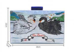 Buy cheap Art Gallery Style Square Clutch Bag Swan Pattern For Ladies , Personalised Acrylic Clutch product