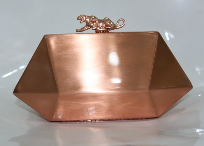 Buy cheap Irregular Shape Rose Gold Clutch Bag , Sparkly Silver Clutch Bag With Leopard Clasp product