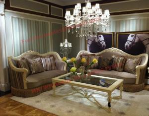 Buy cheap Luxury Design and Romantic Sofa set made by Wooden Carving Frame with Fabric Upholstery product