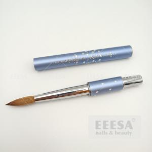 Buy cheap oem round oval crimped blue metallic handle pure kolinsky art nail acrylic brush product