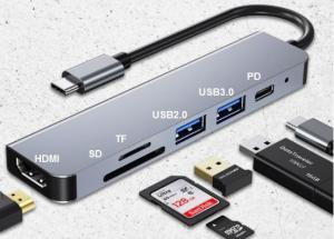 Buy cheap 75g Computer Accessories HDMI 4K SD TF USB 3.0 USB2.0 PD 6 In 1 USB C Hub product