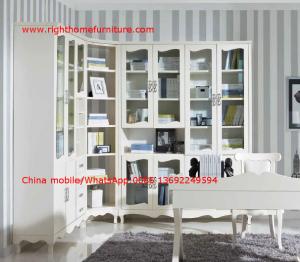 Buy cheap Reading room Neoclassical Furniture by White Bookcase set with glass door and Computer working desk product