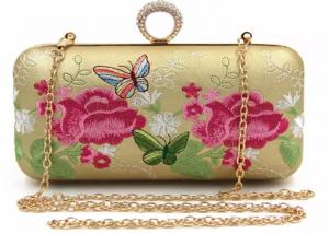 Buy cheap Gold PU Leather Embroidered Evening Bag Crossbody Multi Flower For Women product