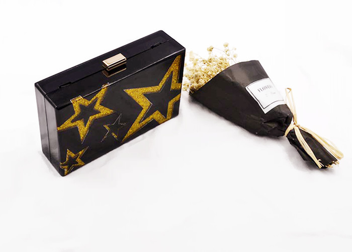 Buy cheap Fashionable Yellow Glitter Stars Acrylic Clutch Bag Women Evening Party Purse Bag product
