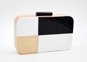 Buy cheap Natural Black White Acrylic Wooden Clutch Bag With Snake Shape Chain product