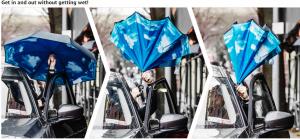 Buy cheap Wholesale Custom C Handle Windproof Reverse Invert Umbrella Double Layer 49&quot; Arc upside down umbrella inside out product