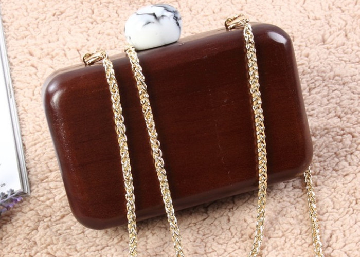 Buy cheap Elegant Ladies Evening Wooden Clutch Bag With Pearl Clasp Style Closure product