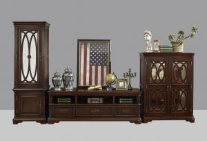 Buy cheap American Antique Living leisure room furniture sets Wooden TV wall unit set by Floor stand and Tall display cabinet product