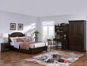 Buy cheap American Leisure Antique Design Single bedroom furniture Small bed with writing Desk and Bookcase and 2 door wardrobe product