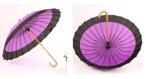 Buy cheap 24 Ribs RPET Pongee Automatic Wooden Shaft Umbrella product