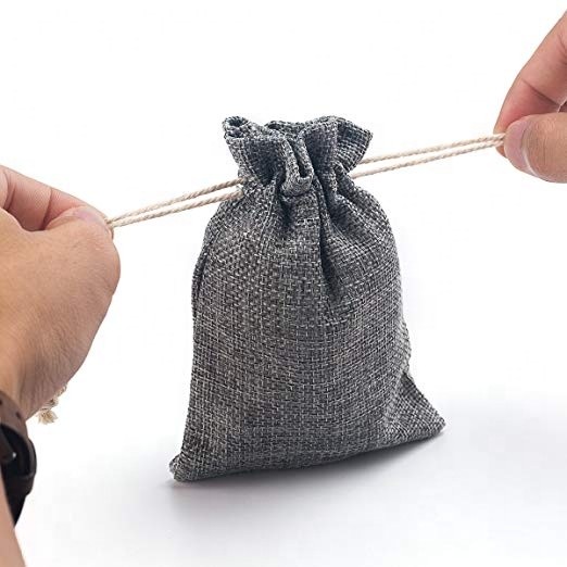 Buy cheap Lightweight Clear Jute Mesh Drawstring Bags Burlap Natural Fibers Grey Color product