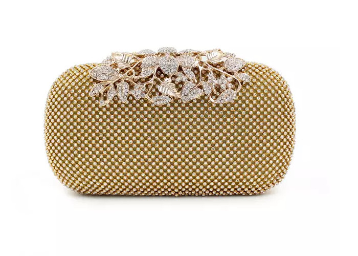 Buy cheap Hard Case Metal Gold Evening Bag 16 * 6 * 10cm , Evening Clutch Purse  With Cotton Lining product