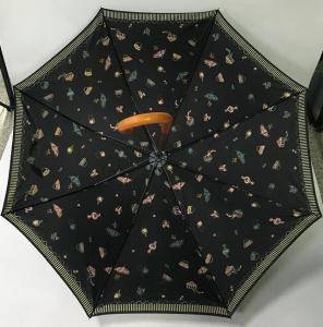 Buy cheap 190T Pongee Manual Open Wooden Shaft Umbrella With Full Color Printing product