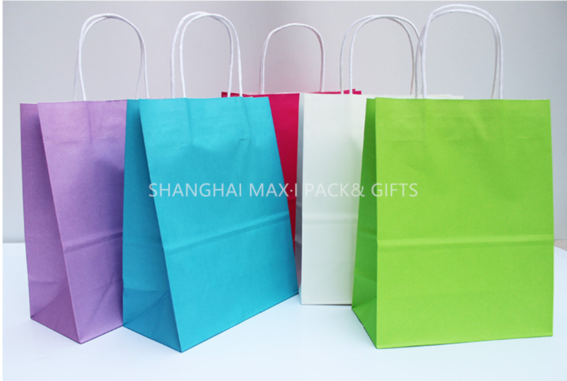 Buy cheap Grocery Pink Branded Paper Bags , Printed Paper Sacks With Handles Automatic Made product