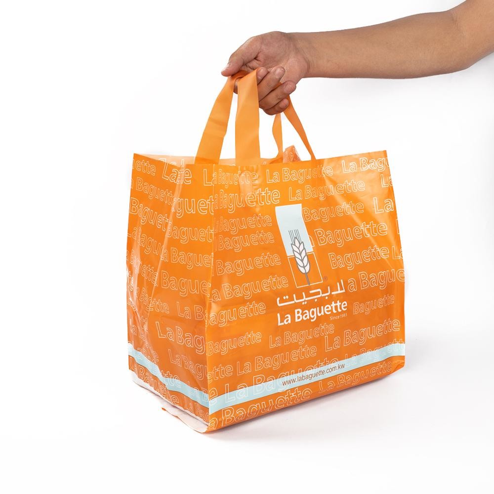 Buy cheap Custom Printed Logo Poly PE Plastic Shopping Bag With Square Bottom product