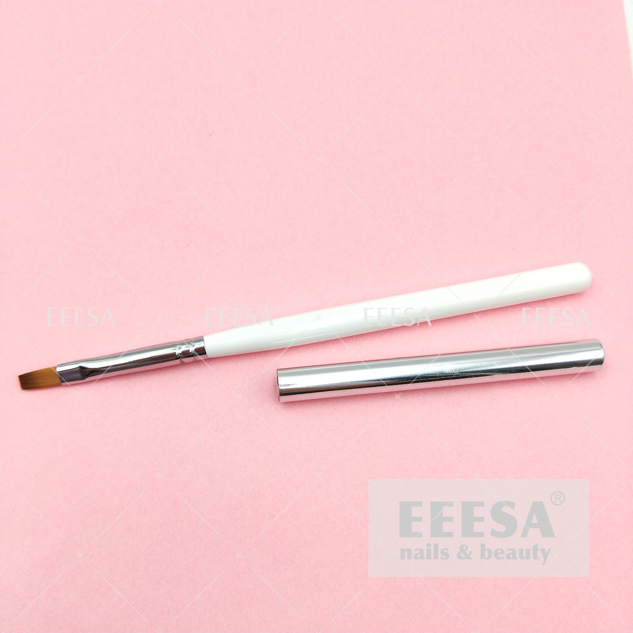 Buy cheap Private Label #6 White Wood Handle Silver Lid Flat Uv Nail Building Gel Brush product
