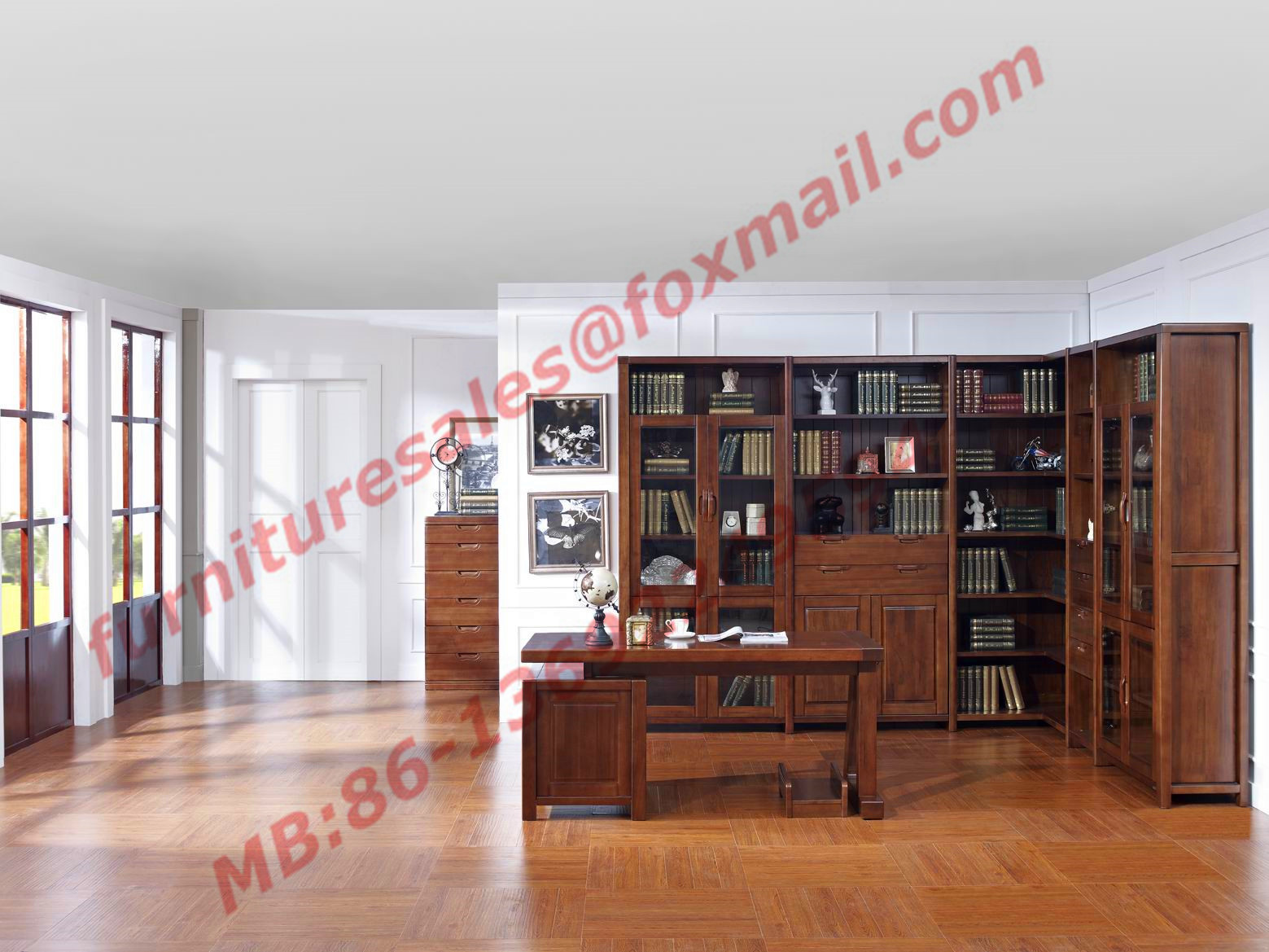 Buy cheap Solid Wooden with Glass Door Material Bookcase Set  for Living Room Furniture product