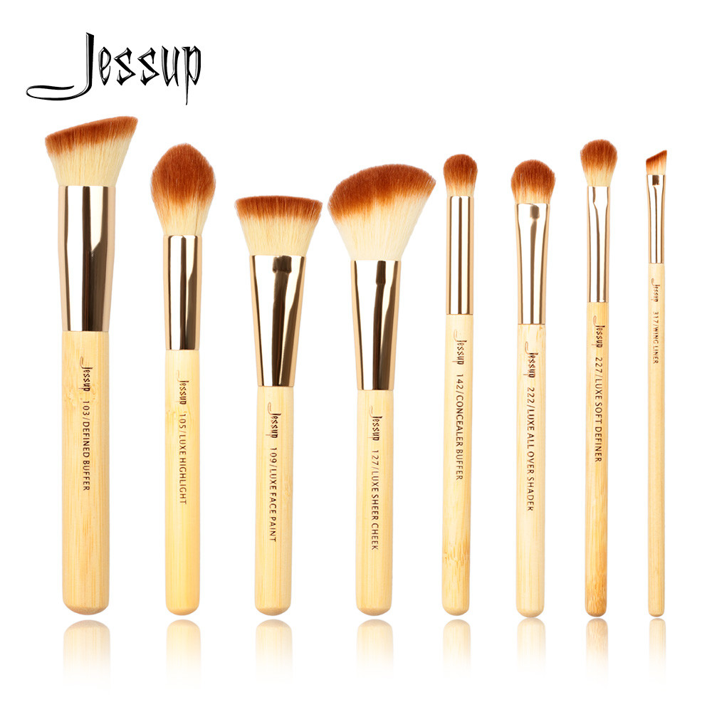 Buy cheap Jessup 8pcs Bamboo Makeup Brushes Set Premium Synthetic Hair product