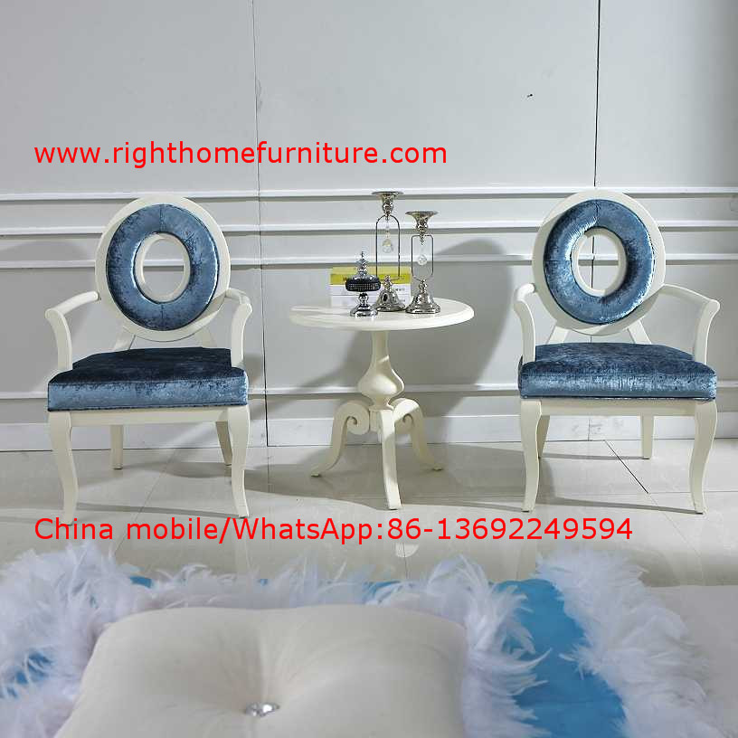 Buy cheap Leisure fabric with white painting solid wood chair in Neoclassical design and cocktail end table product