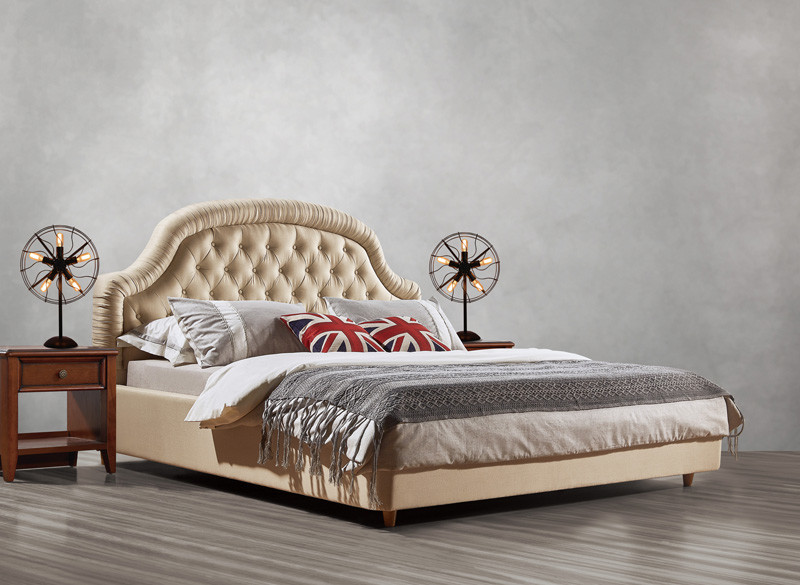 Buy cheap Good quality Gery Fabric Upholstered Headboard Queen Bed Leisure Furniture for American design Apartment Bedroom set product