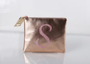 Buy cheap Natural Color Zipper Makeup Bag , rose gold makeup bag With Gold Foil Stamp Logo product