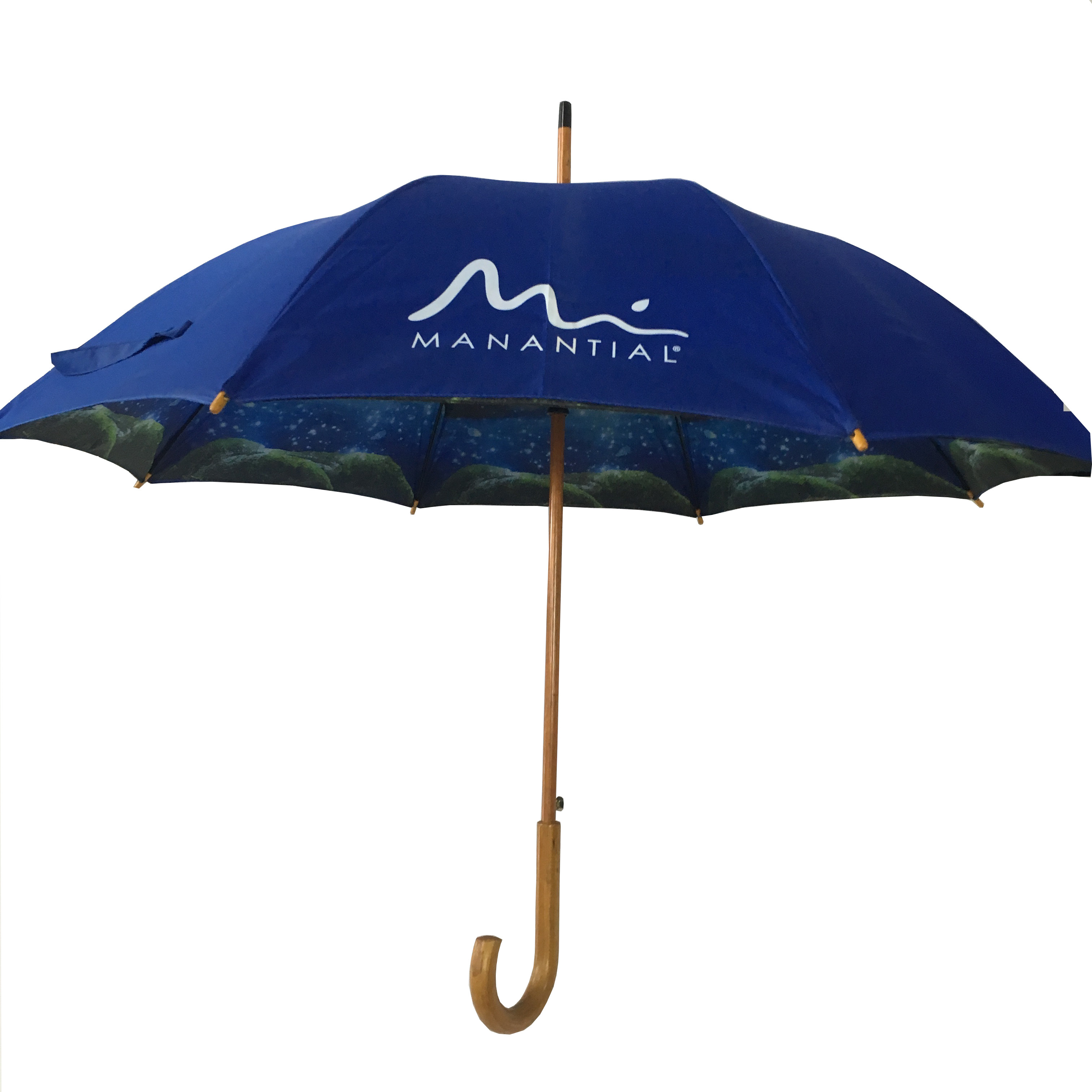 Buy cheap Auto Open Double Layer 190T Pongee Fabric Wooden J Handle Umbrella product