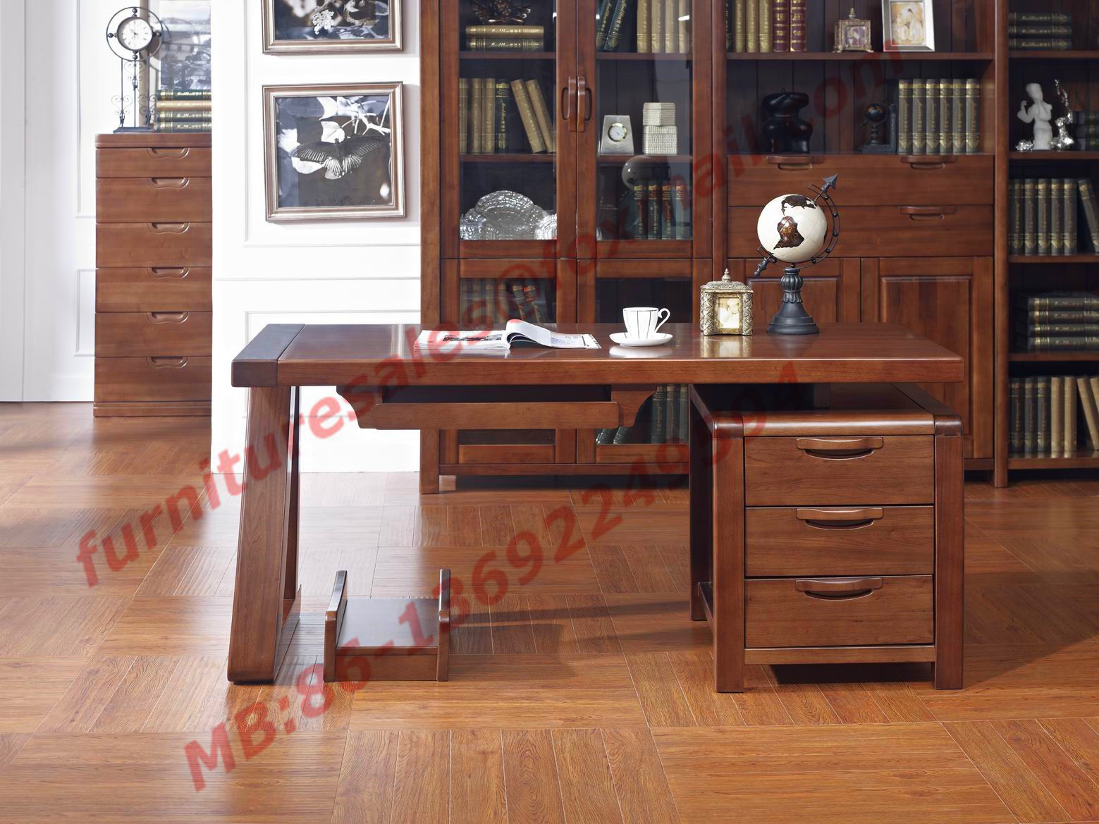 Buy cheap Solid Wood Antique Design Furniture Desk with Drawers in Home Study Room use product
